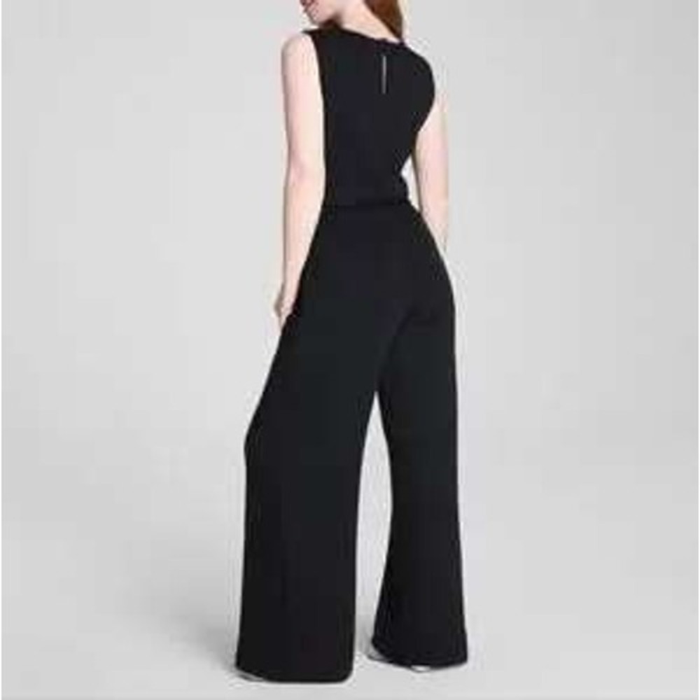 Spanx AirEssentials Sleeveless Jumpsuit Very Black Wide Leg Large 31" inseam - Picture 3 of 8